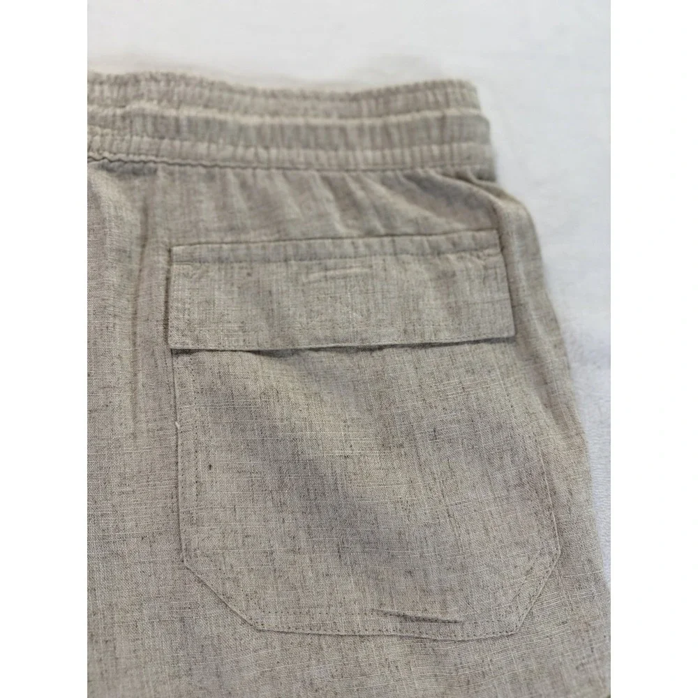 KENNETH COLE Mens M Linen Blend Shorts Beige  Pull On Coastal Natural Beachy - Picture 10 of 11